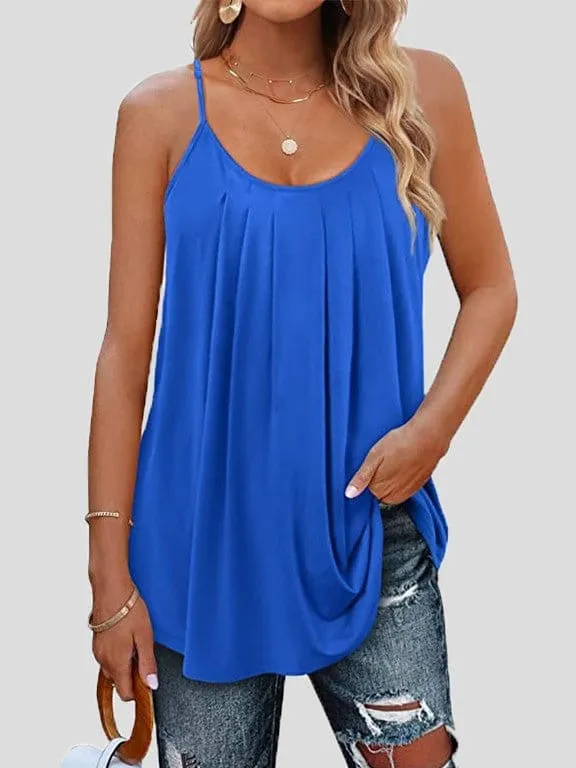 Adjustable Strap Pleated Top