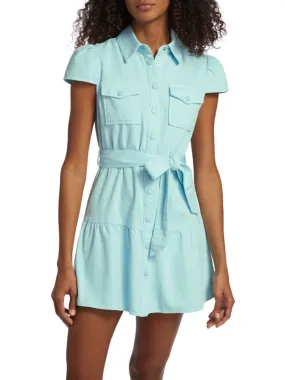 Alice   Olivia Miranda Belted Denim Shirtdress Mini in Julep