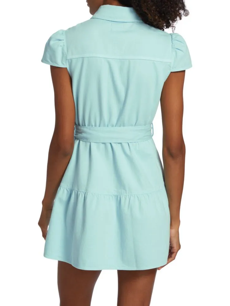 Alice   Olivia Miranda Belted Denim Shirtdress Mini in Julep