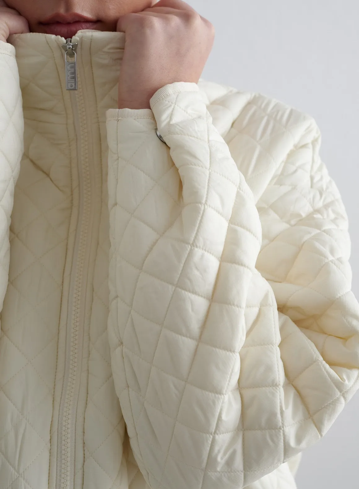 Almond White Oversized Quilted Jacket