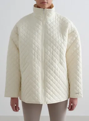 Almond White Oversized Quilted Jacket