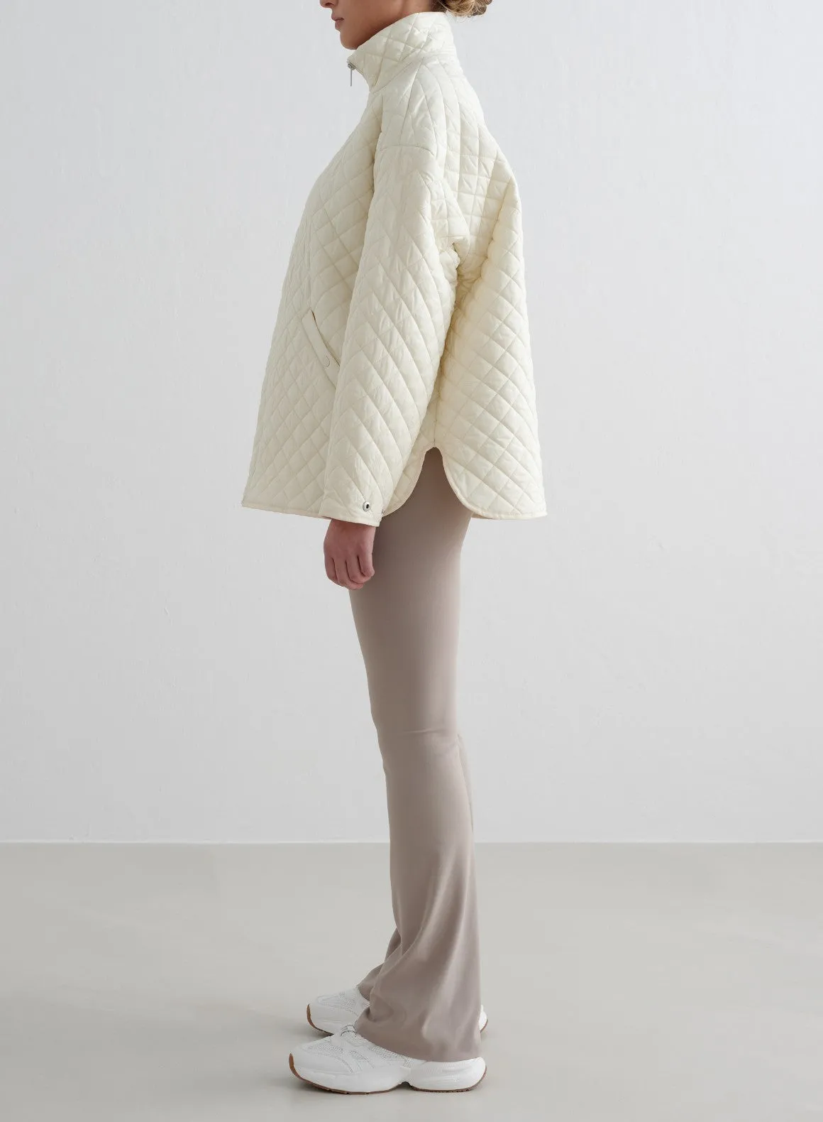 Almond White Oversized Quilted Jacket