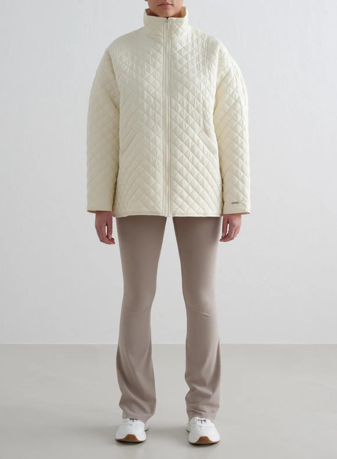 Almond White Oversized Quilted Jacket