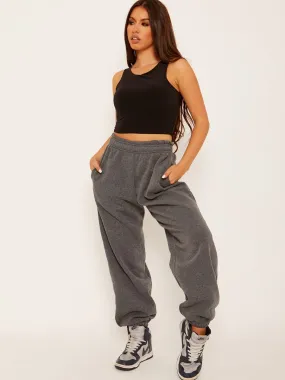 Barbara Oversized Fleece Joggers In Charcoal