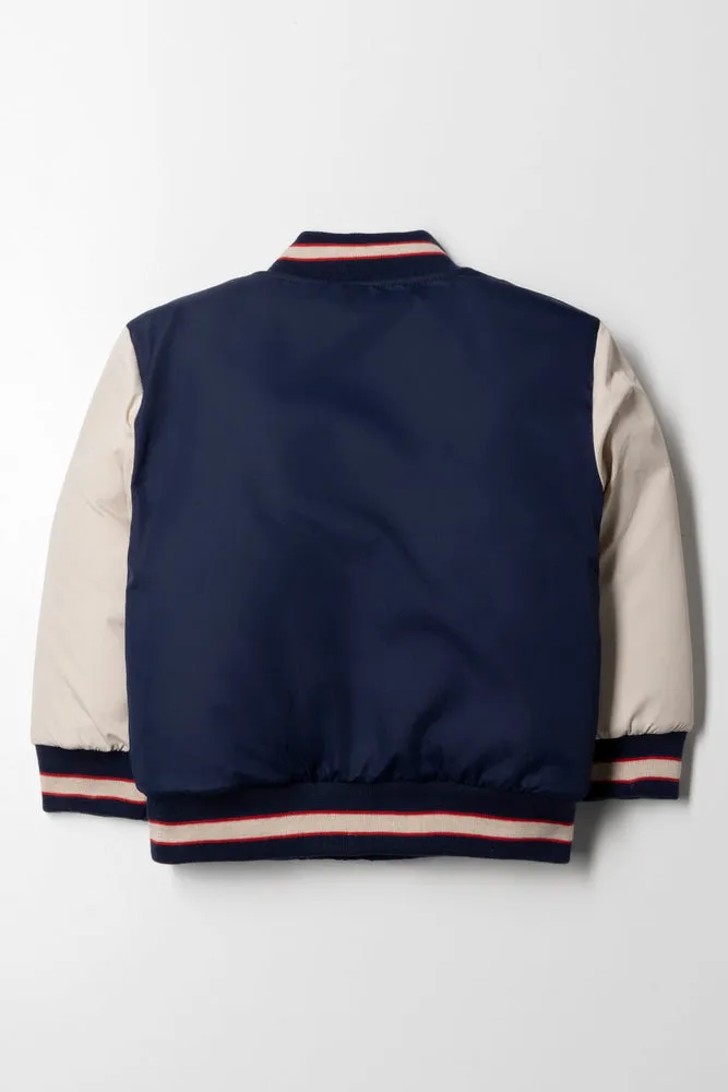 Baseball Bomber Jacket Navy And Cream