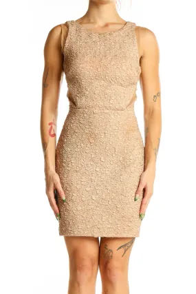 Beige Textured Bodycon Mini Dress