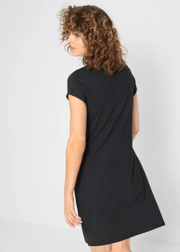 Bpc Bonprix Collection short sleeve shirt dress, black