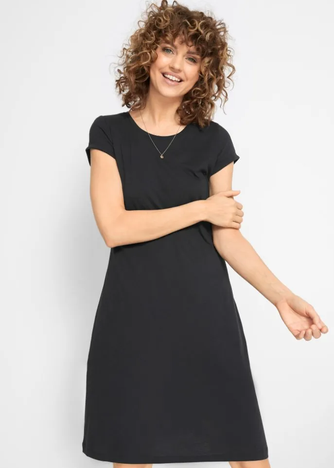 Bpc Bonprix Collection short sleeve shirt dress, black