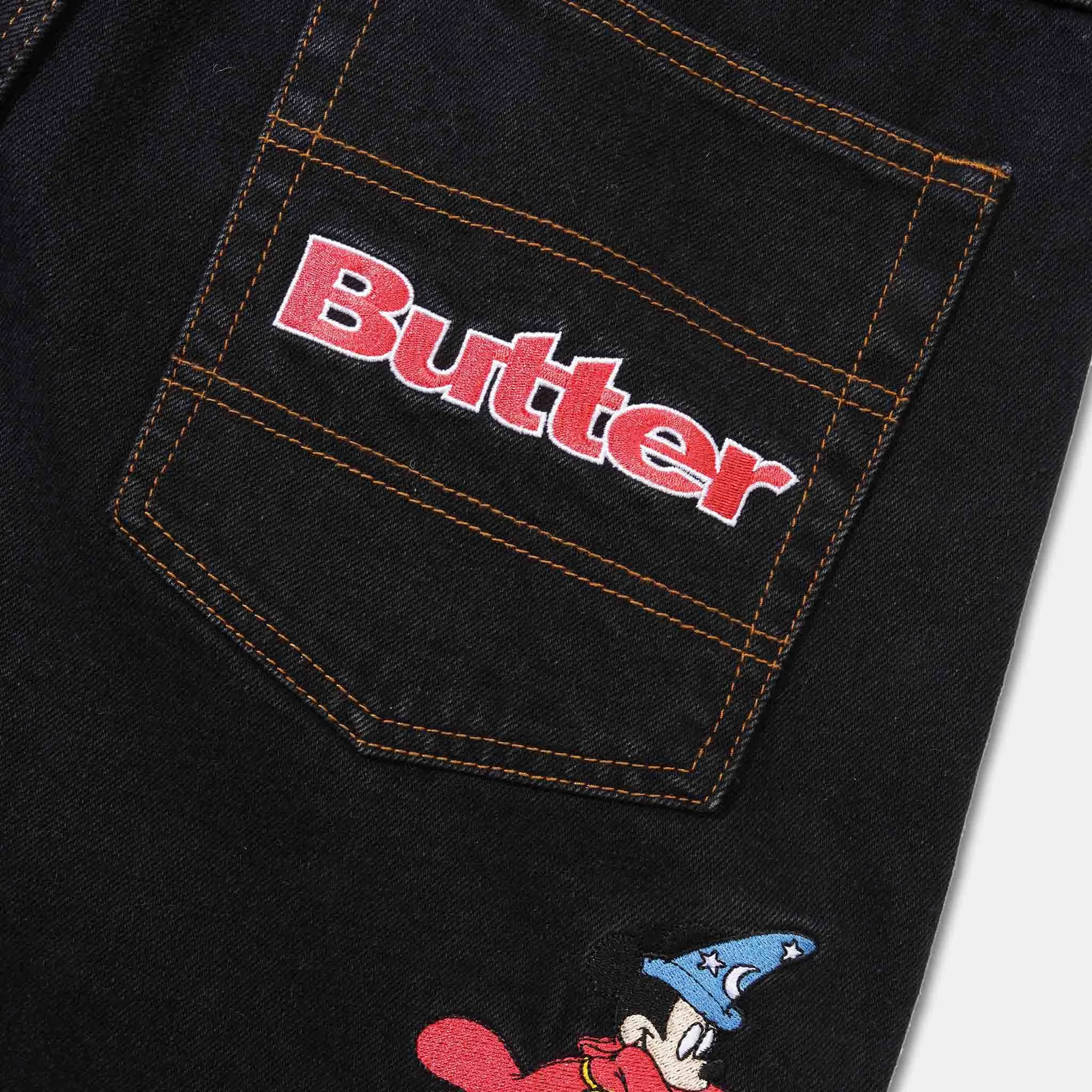 Butter Goods - Disney Sorcerer Baggy Denim Shorts - Washed Black