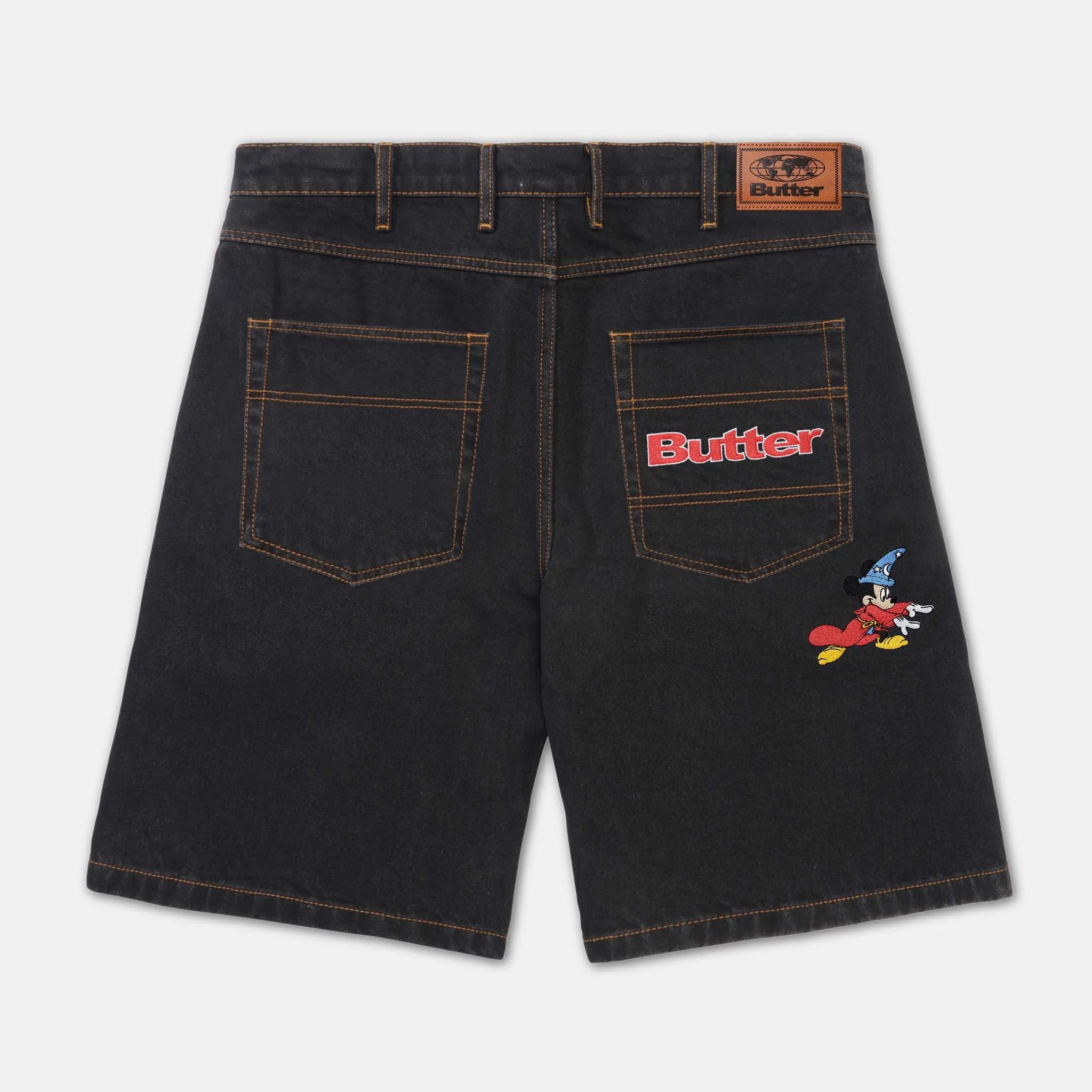 Butter Goods - Disney Sorcerer Baggy Denim Shorts - Washed Black