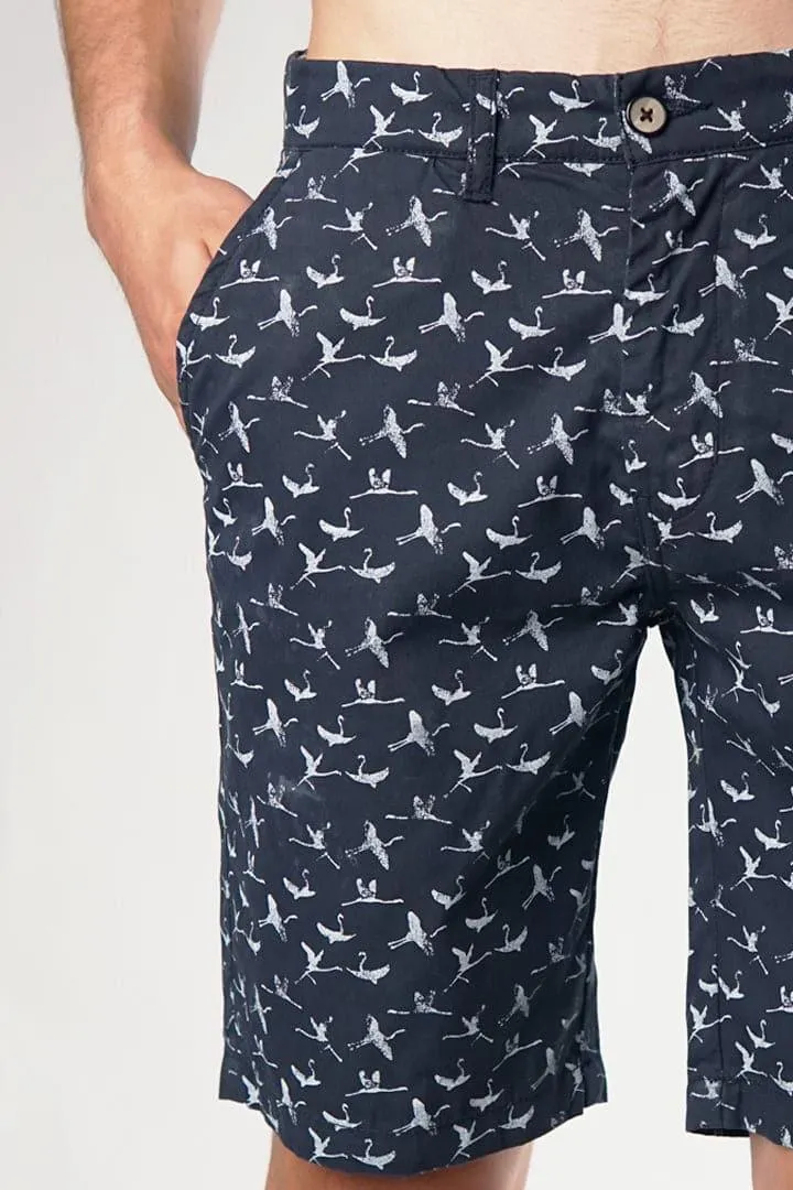 Crane Pattern Casual Shorts