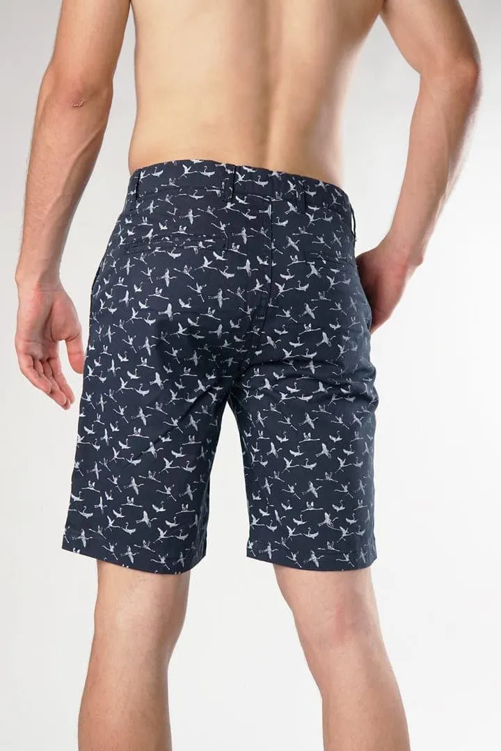 Crane Pattern Casual Shorts