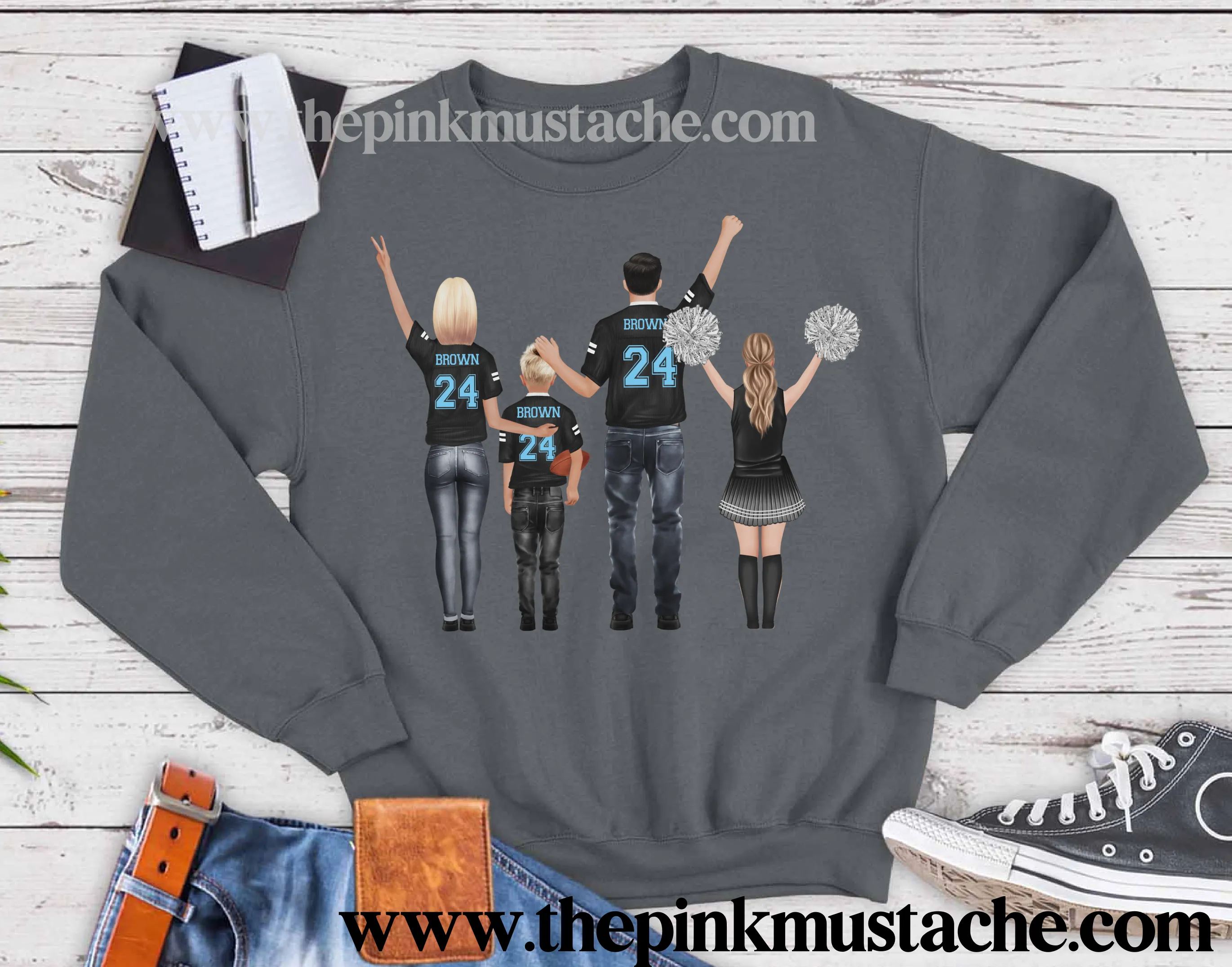 Custom Family Watercolor Football Oversized Sweatshirts/ Unisex sized Sweatshirts/ DTG printed Sweatshirts