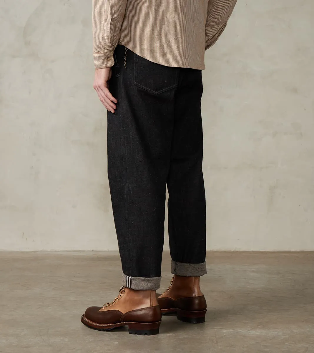 French Work Trousers - Charcoal Donegal Selvedge Denim