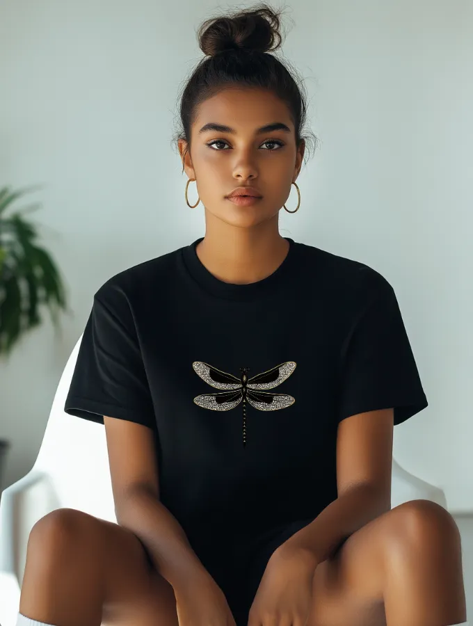 GOLDEN WINGS ROUNDNECK TEE - BLACK