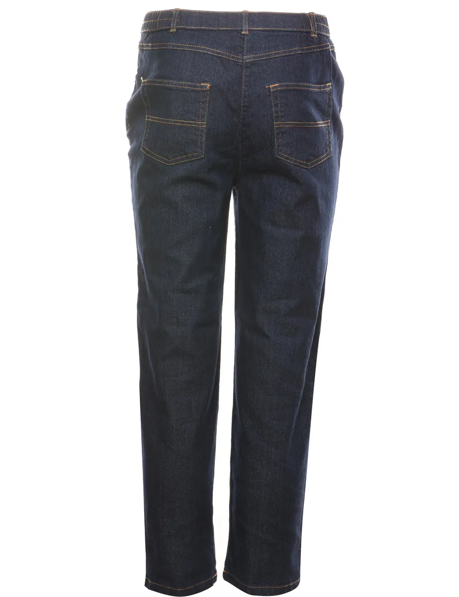 High Waist Dark Wash Denim Trousers - W27 L27