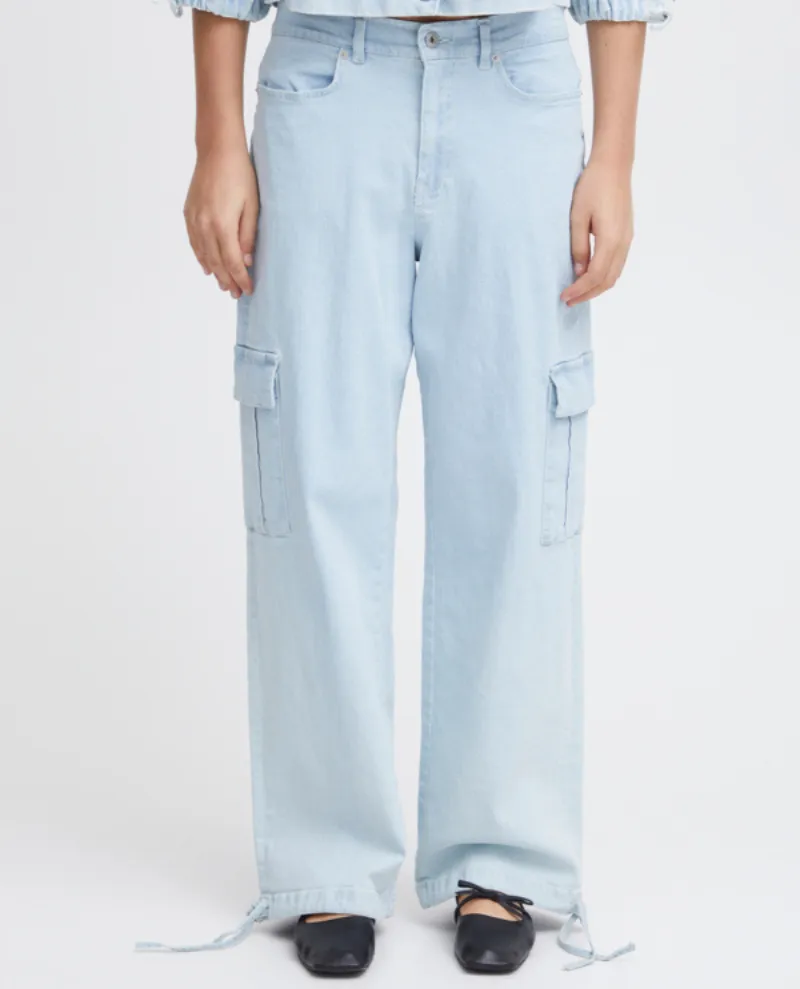 Ichi Carley Blue Cargo Denim Trousers