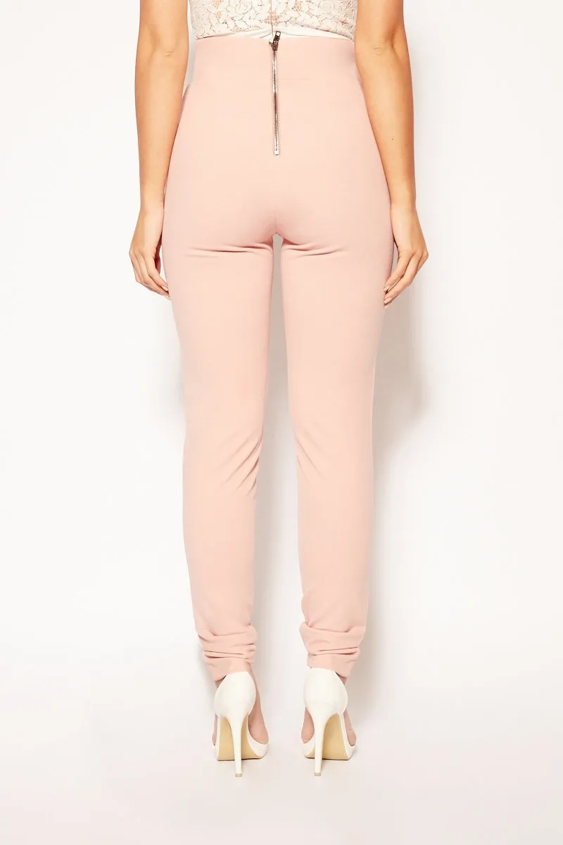 Ilania - Rose High Waisted Button Trim Trousers