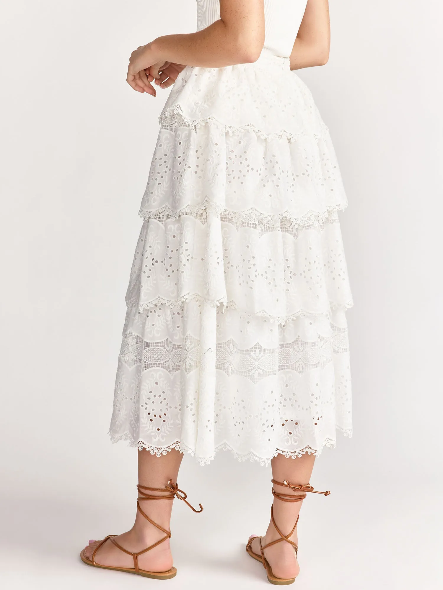 Lace Tiered Midi Skirt - Just Me