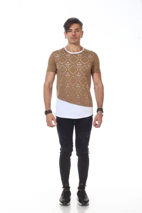 Laser Cut Coffee Fashion Tshirt With overlay