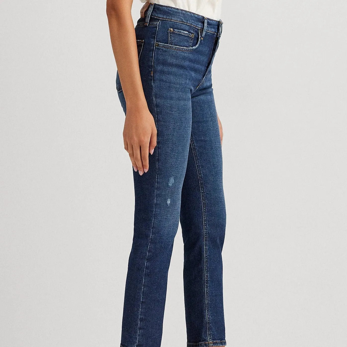 Lauren Ralph Lauren High-Rise Straight Ankle Jean in Atlas WAsh