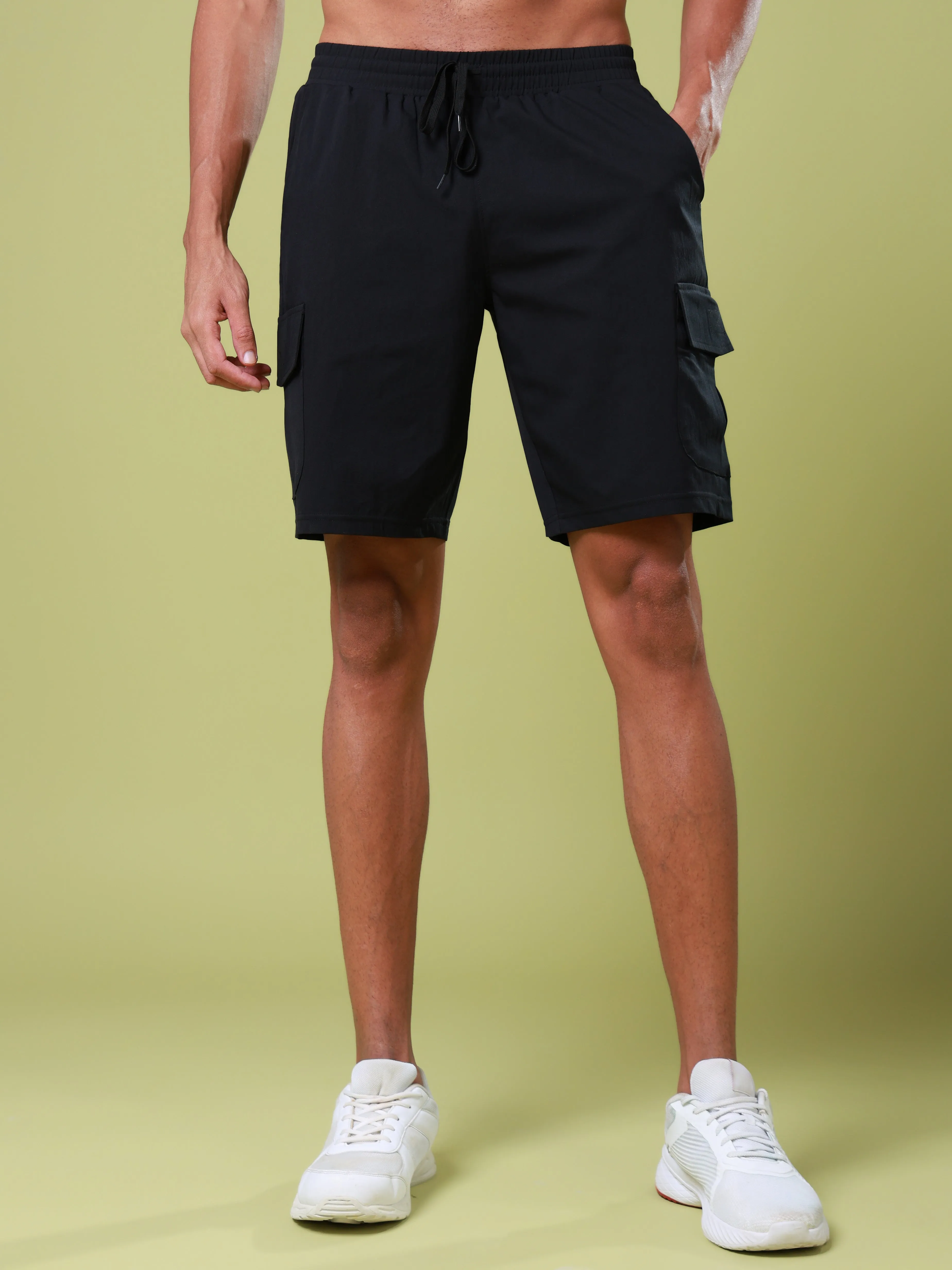 Men Solid Slim Fit Shorts with TS FLEXI