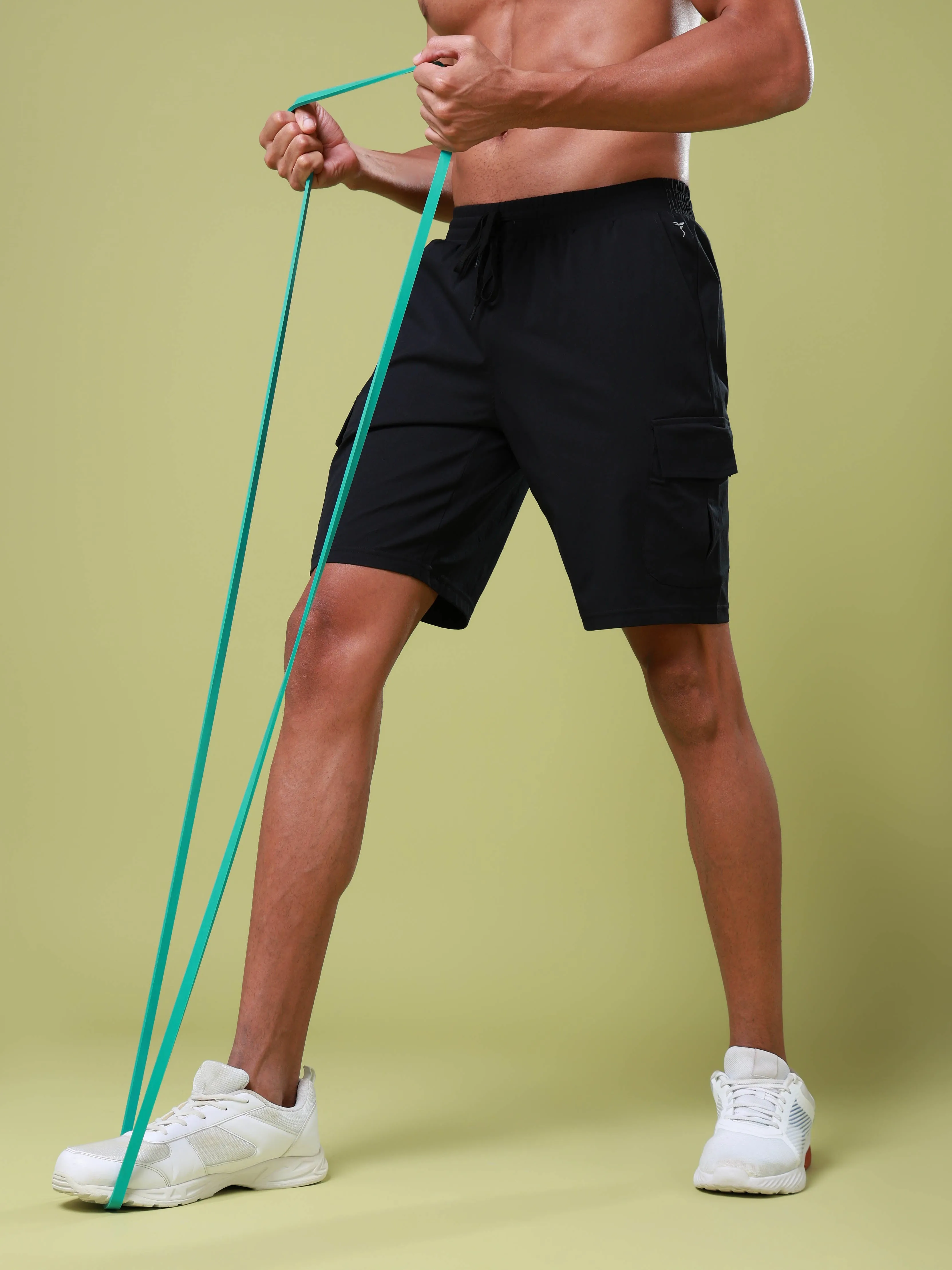 Men Solid Slim Fit Shorts with TS FLEXI