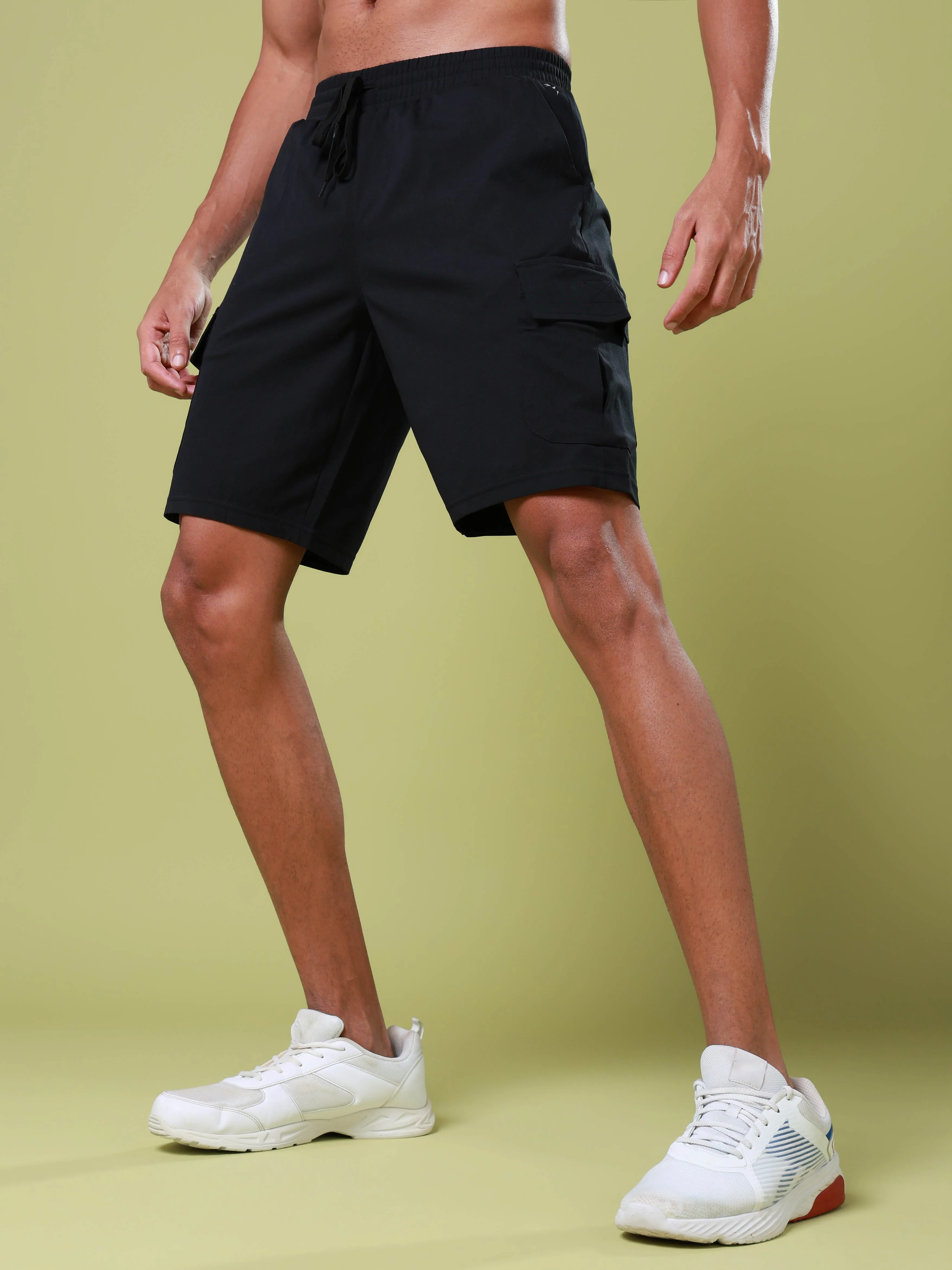 Men Solid Slim Fit Shorts with TS FLEXI