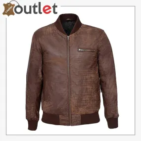 Men Vintage Brown Bomber Jacket