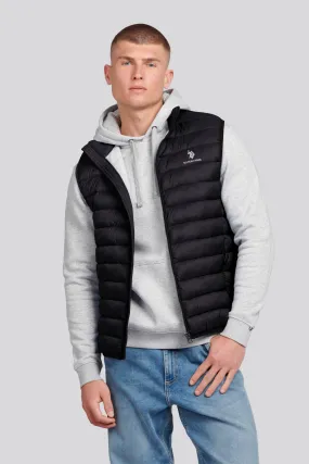 Mens Bound Quilted Gilet in Black Bright White DHM