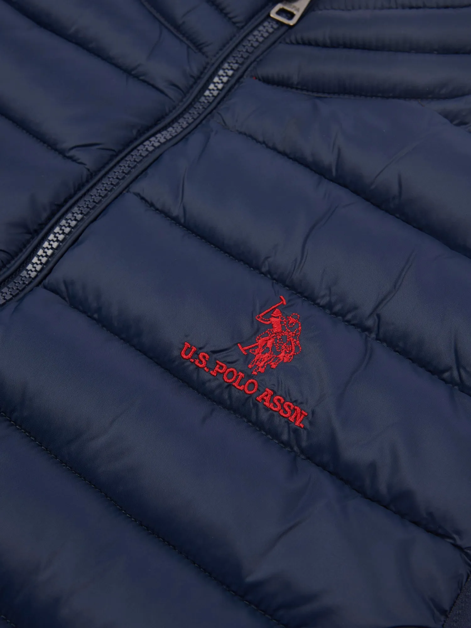 Mens Bound Quilted Gilet in Dark Sapphire Navy / Haute Red DHM