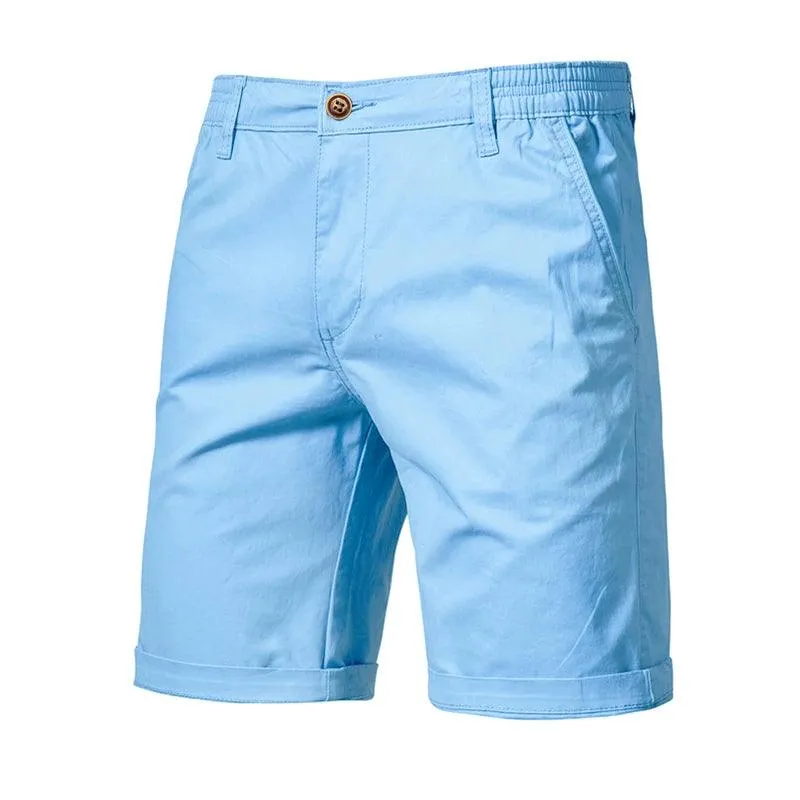 Men's Cotton Solid Shorts Casual Elastic Waist 10 Colors