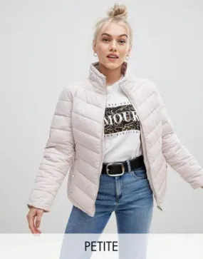 Miss Selfridge Petite padded jacket in oyster