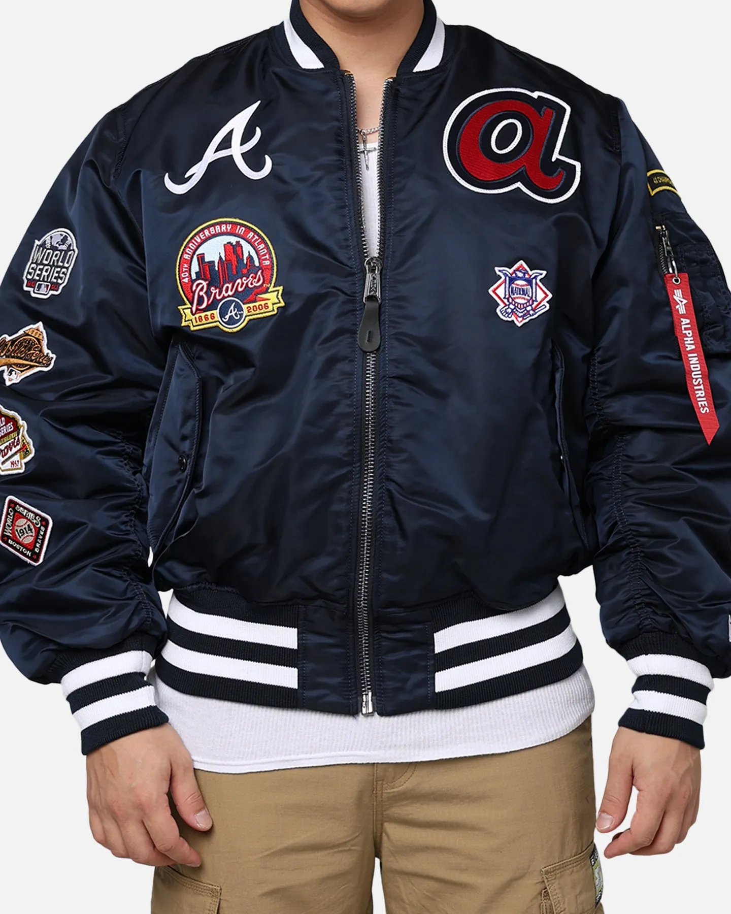 New Era X Alpha Series X MLB Atlanta Braves MA-1 Bomber Jacket Black