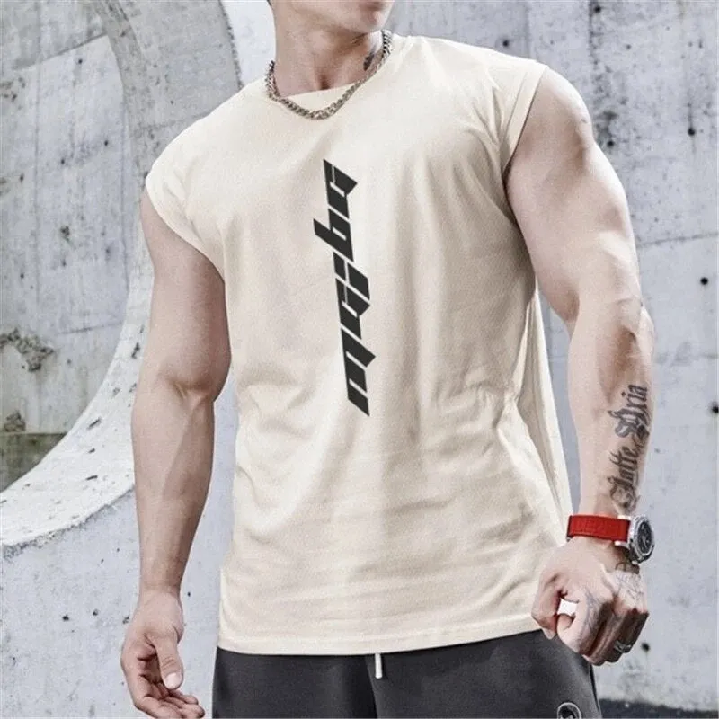 New Gyms Tank Top Summer Brand Sleeveless Shirt Sports Fitness Tank Top Men printing bodybuilding undershirt Running vest