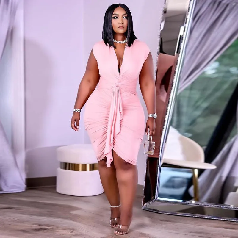 Plus Size Ruched Bodycon Sexy Dress