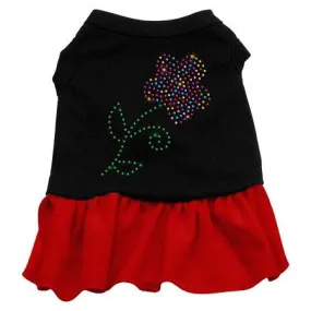 Rhinestone Multi Flower Dress Black with Red XXL (18)