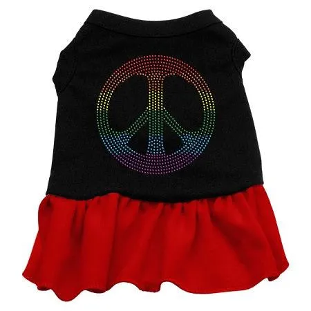 Rhinestone Rainbow Peace Dress Black with Red XS (8)