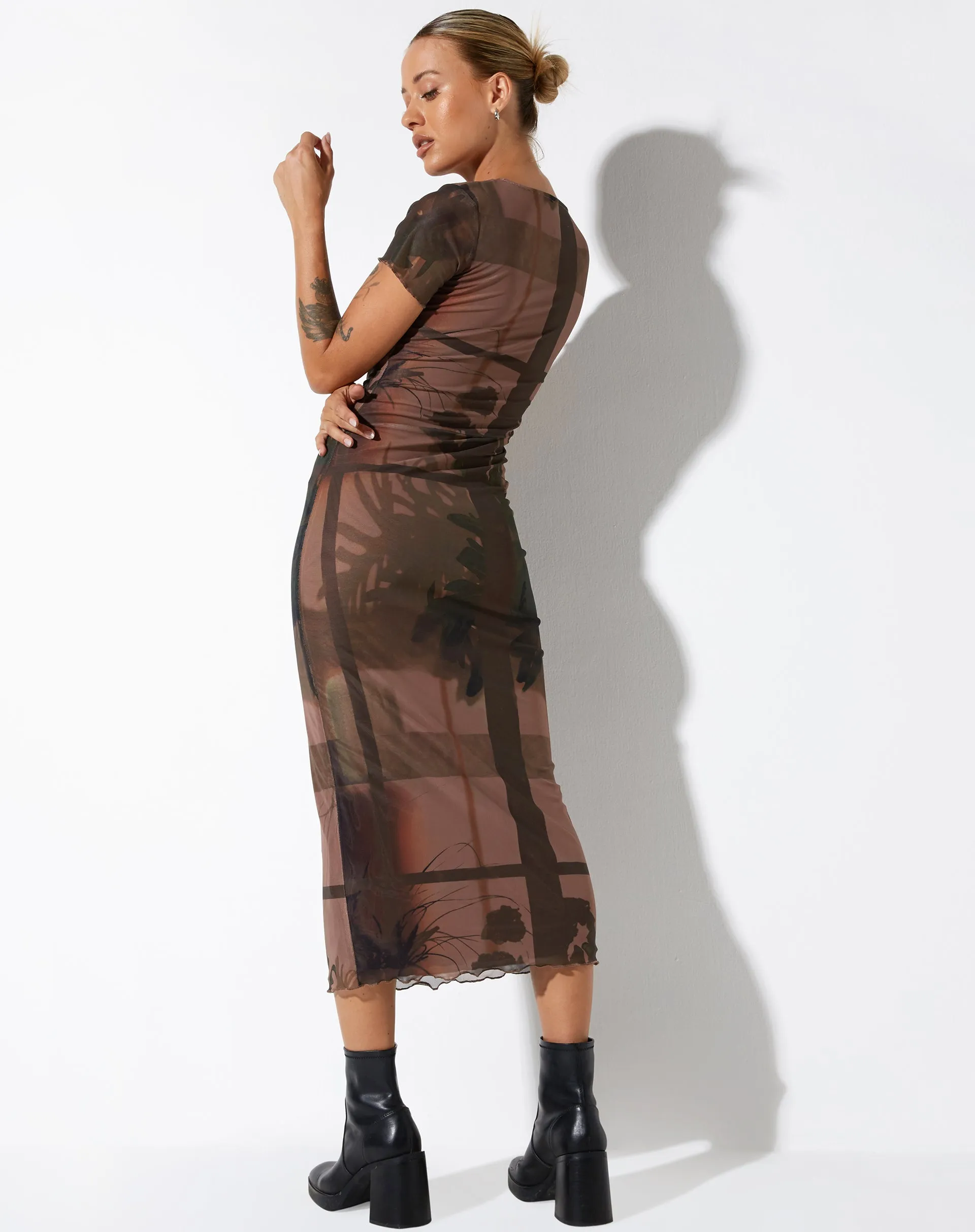 Roska Midi Dress in Photo Brown