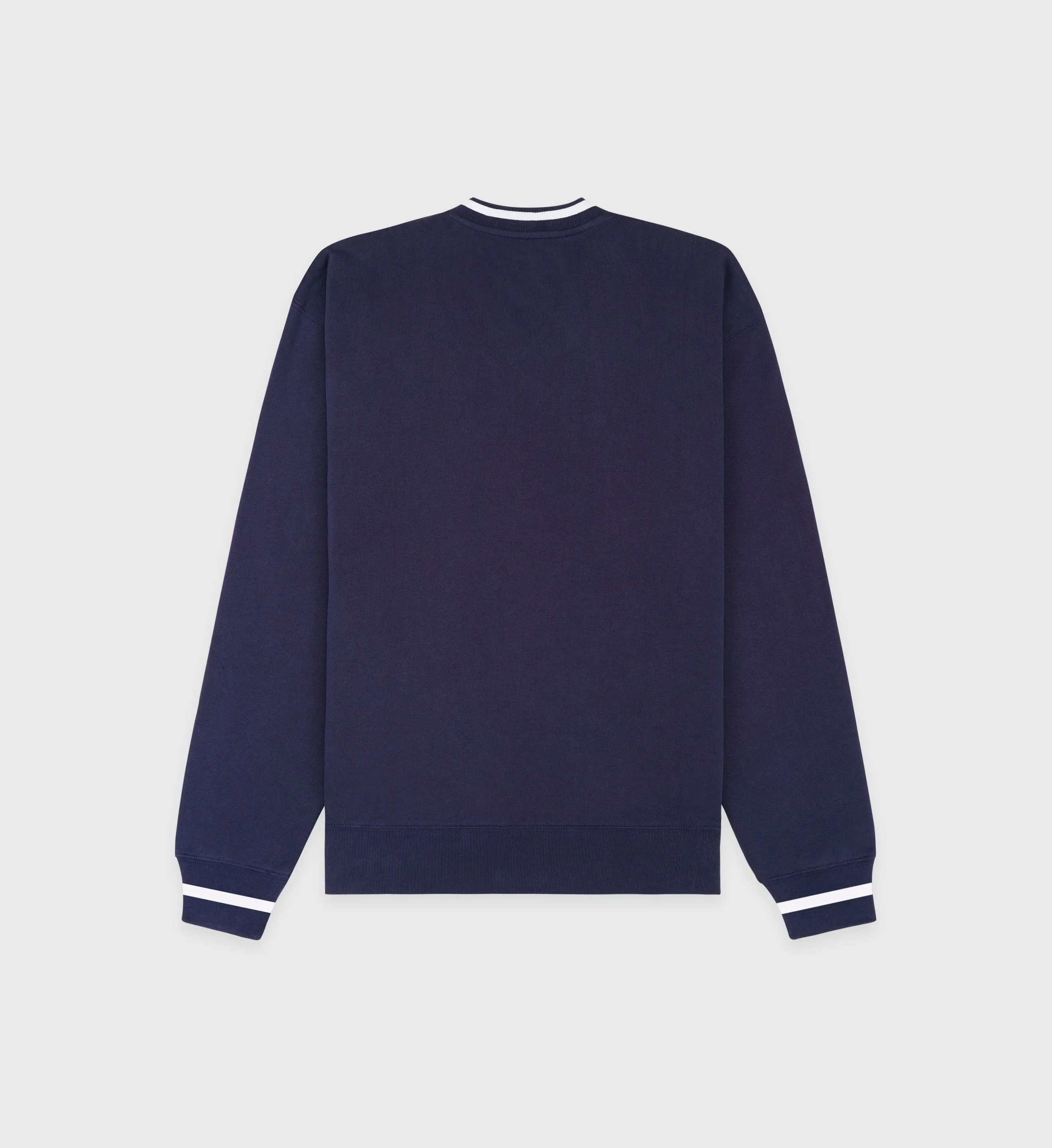 Serif Logo Embroidered V-Neck Sweatshirt - Navy/White