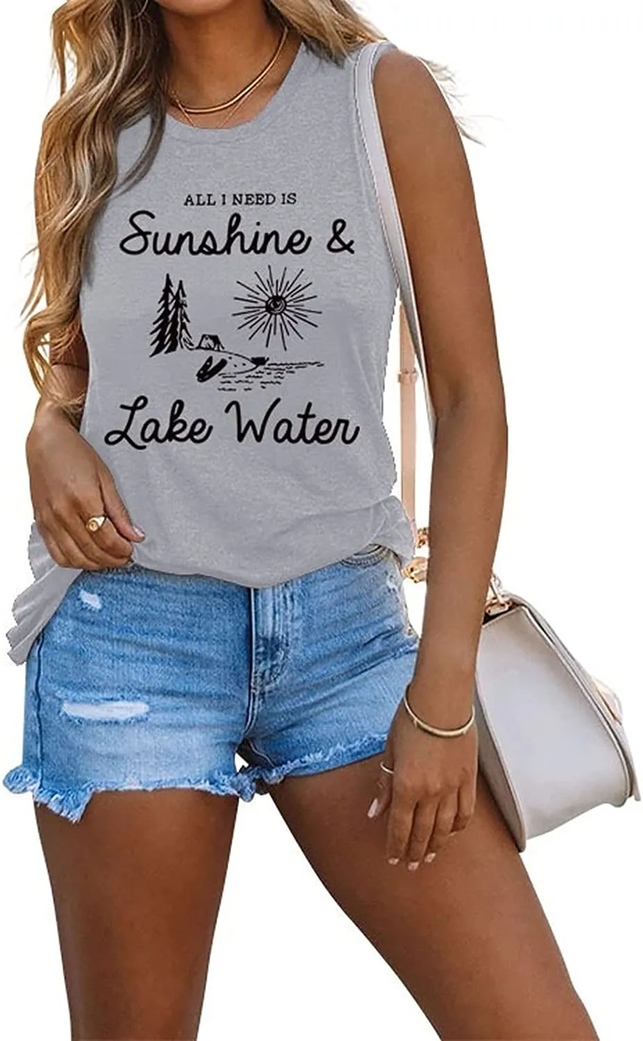 Summer Vacation Lake River Tank Shirt Women All I Need is Sunshine and Lake Water Tees