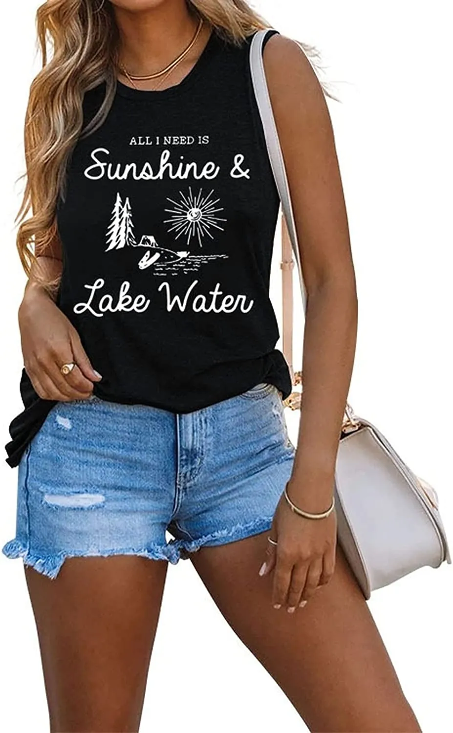 Summer Vacation Lake River Tank Shirt Women All I Need is Sunshine and Lake Water Tees