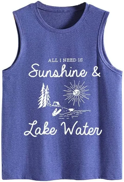 Summer Vacation Lake River Tank Shirt Women All I Need is Sunshine and Lake Water Tees