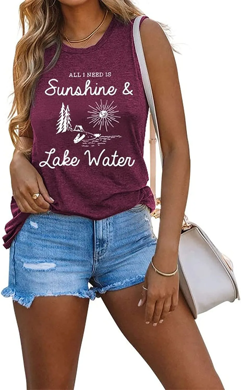 Summer Vacation Lake River Tank Shirt Women All I Need is Sunshine and Lake Water Tees