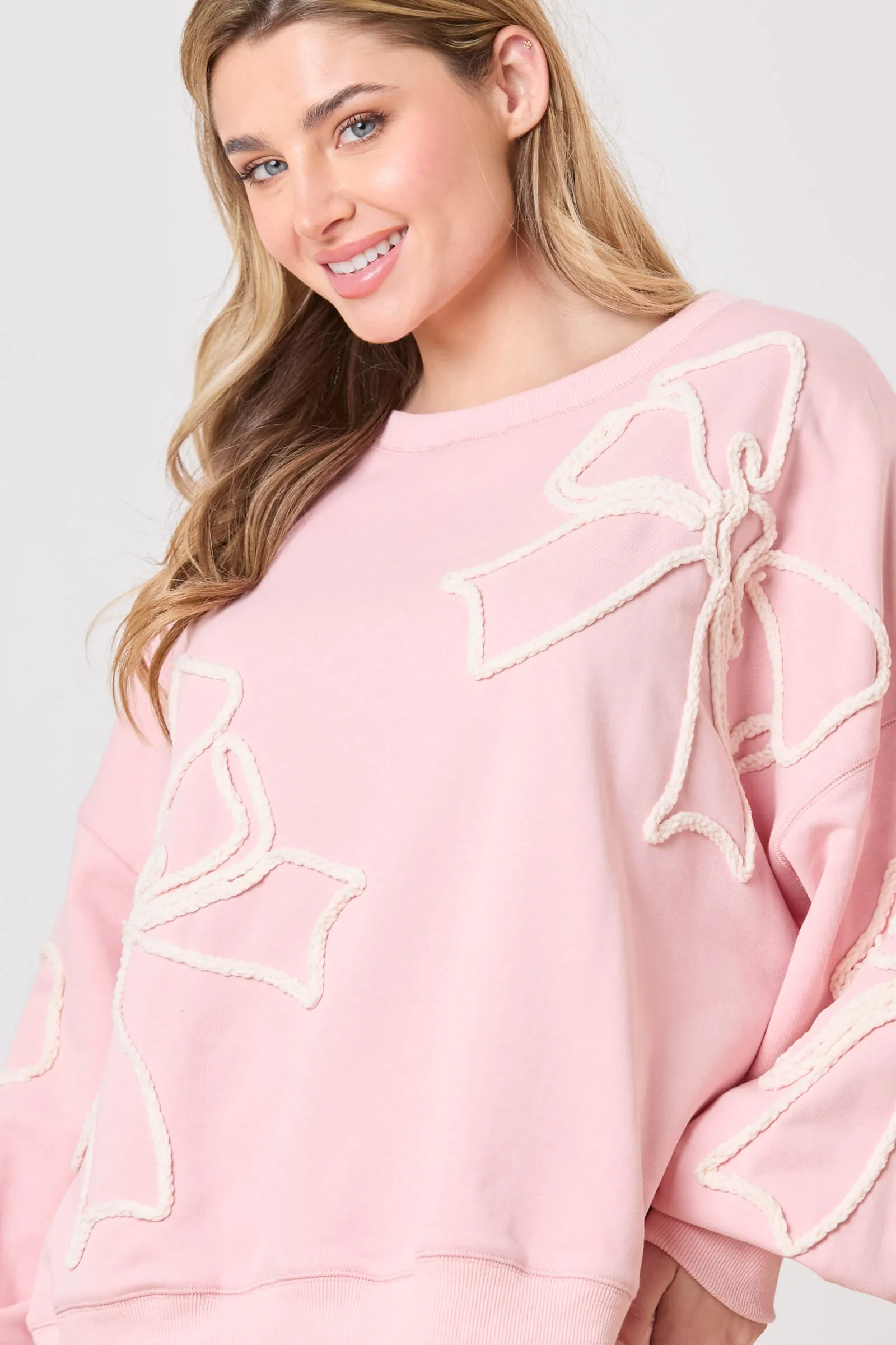 TERRY RIBBON THREAD EMBO. OVERSIZED SWEATSHIRTS