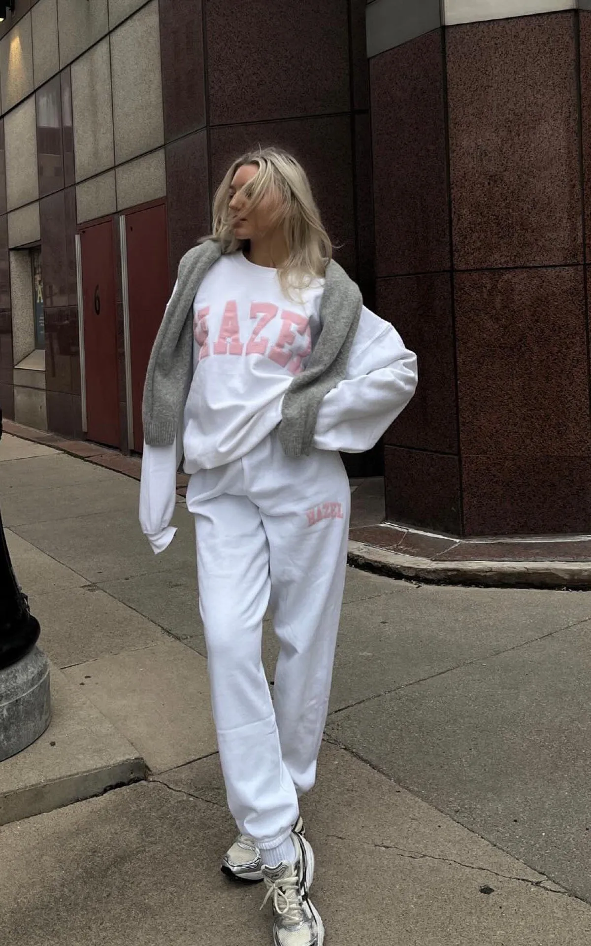 The Capri Crewneck // White & Pink