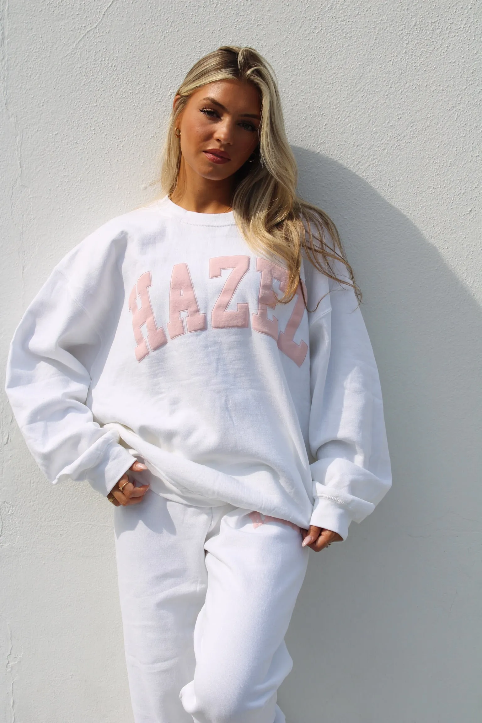 The Capri Crewneck // White & Pink