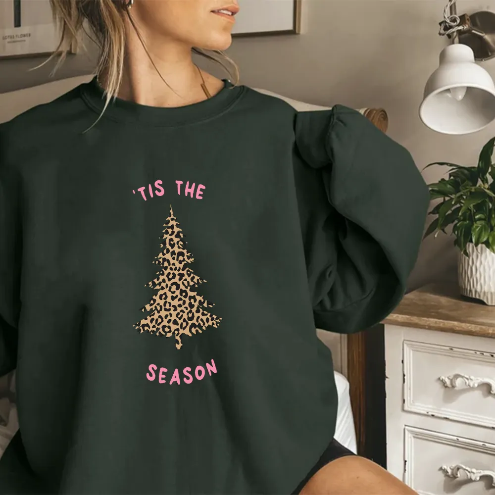 'Tis The Season Leopard Women's Christmas Sweatshirt