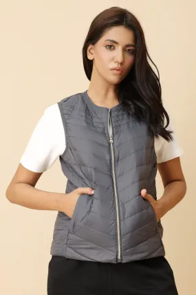 ULTRA-LIGHT QUILTED VEST-GREY