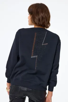 Washed Black with Studded Lightning Bolt Oversized Sweatshirt